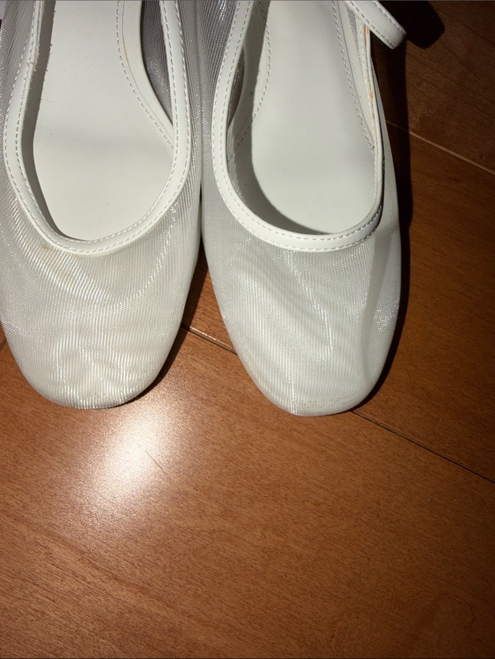 Mango White Sheer Mary Jane Block Heel - Picture 3 of 4